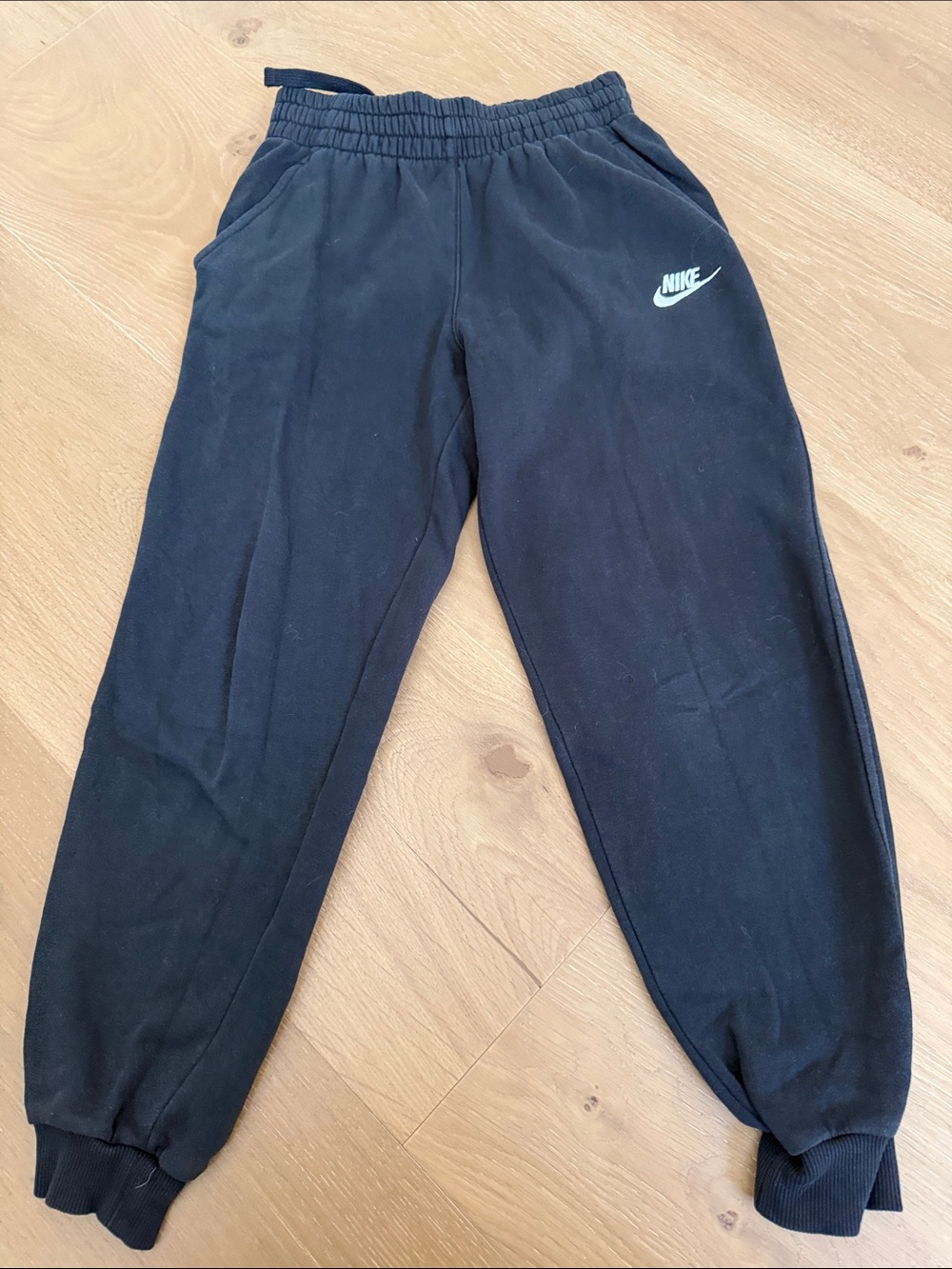 Nike Black Kids Fleece Joggers with White Logo